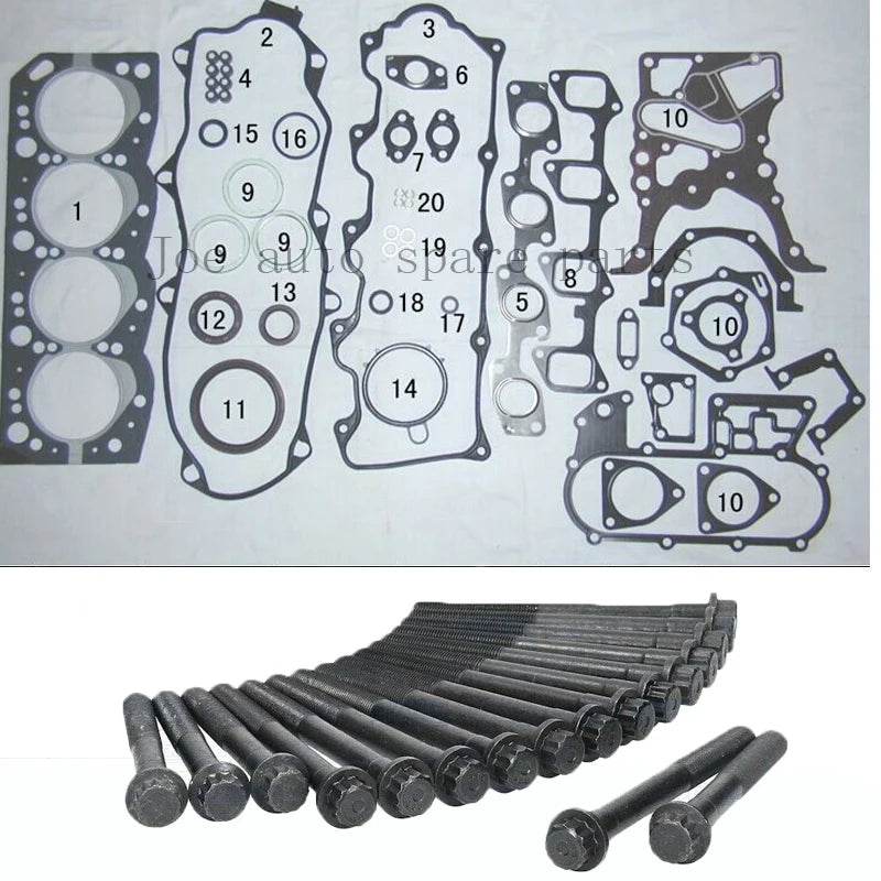 2LT 2L-T Engine Full gasket set kit cylinder head bolt nuts screw for Toyota Land Cruiser/4Runner/Hilux/Hiace/Mark 2446CC 2.4TD