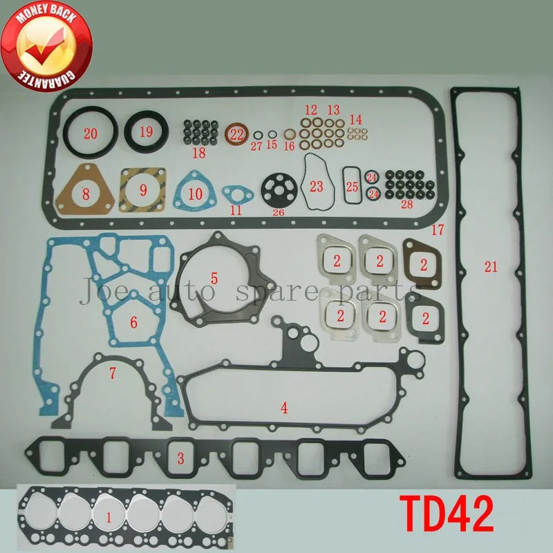ENGINE : TD42  Engine Full gasket set kit for Nissan Patrol GQ Y60 4.2L 4.2 1988-1997 10101-VB285  51028400  10101VB285