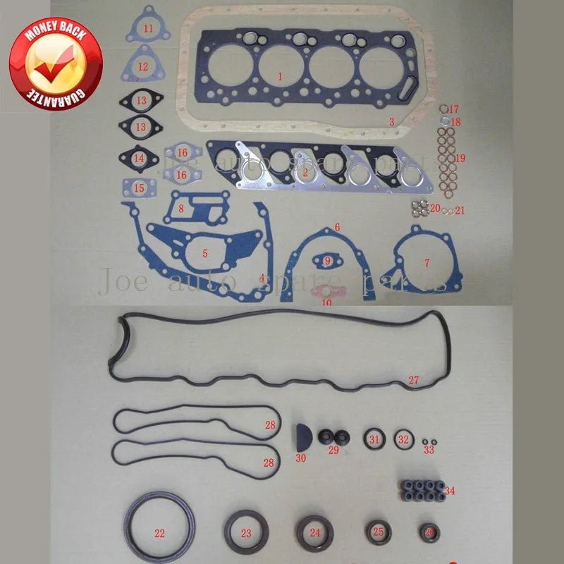 4D56 4D56T  Engine Full Gasket Set kit for Mitsubishi Montero L200 L400 CANTER Hyundai GRACE GALLOPER II  H100 2.5 TD MD972215