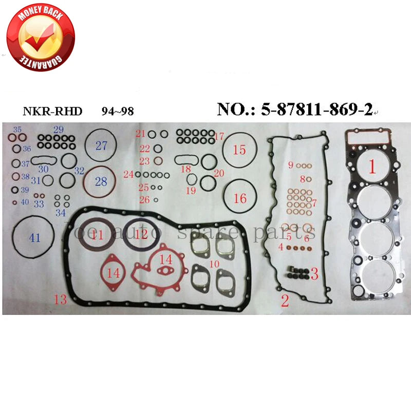 Engine Full gasket set kit for Isuzu 4HF1 5-87811-869-2