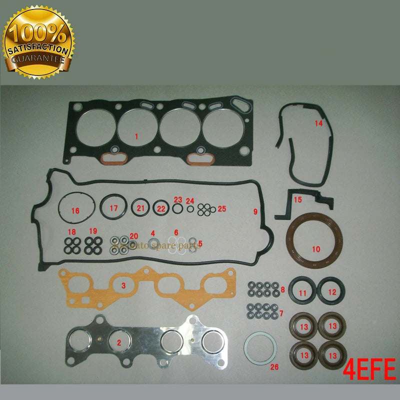 4E 4EFE Engine Full gasket set kit for TOYOTA COROLLA E11 /LIFTBACK/COMPACT WAGON 1332CC 16V 1.4 1996-2001 04111-11141 50177000