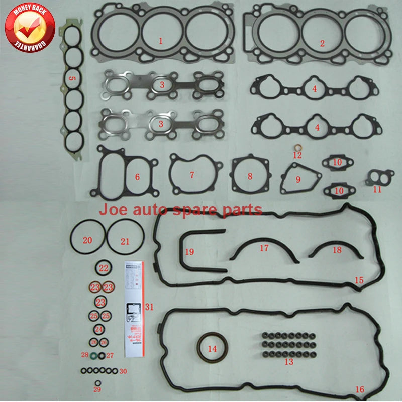 VQ35DE 3.5L 3498cc Engine complete Full gasket set kit for Nissan/Renault/Infiniti A0101-CA025 without Crankshaft Seal