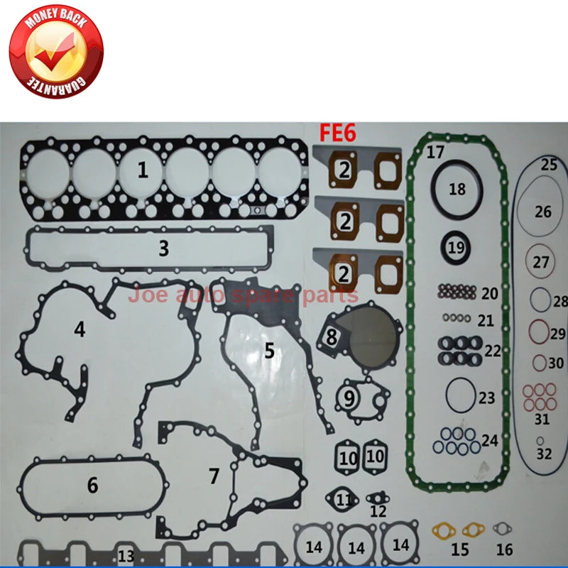 FE6 FE6B FE6BT FE6BTA FE6B-T FE6B-TA 24V Engine Full gasket set kit  for NISSAN UD