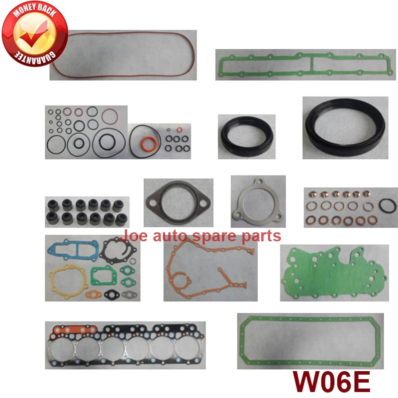 W06E complete repair Overhaul engine full gasket set kit for Hino truck