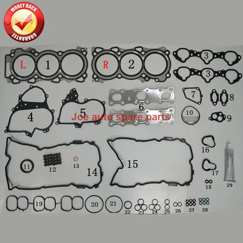 VQ35 VQ35HR Engine Full gasket SET kit Overhaul for Nissan Fairlady Z (Z33) 350Z 24V V6 3498cc 3.5L 3.5 L 2005- 50335100