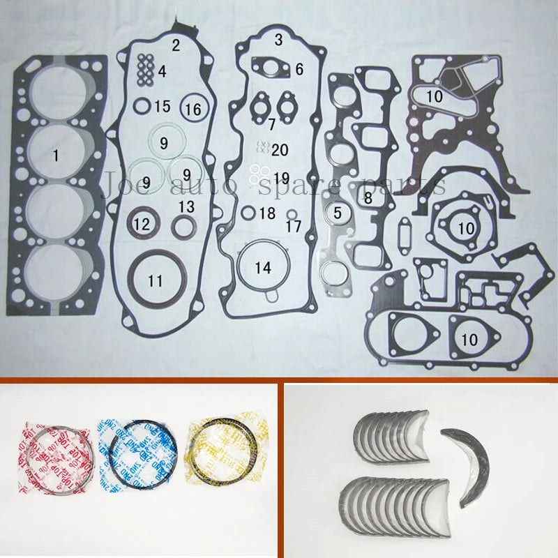2LT 2L-T Full gasket set kit crankshaft connecting rod bearing piston ring for Toyota Land Cruiser/4Runner/Hilux/Hiace/Mark 2.4L