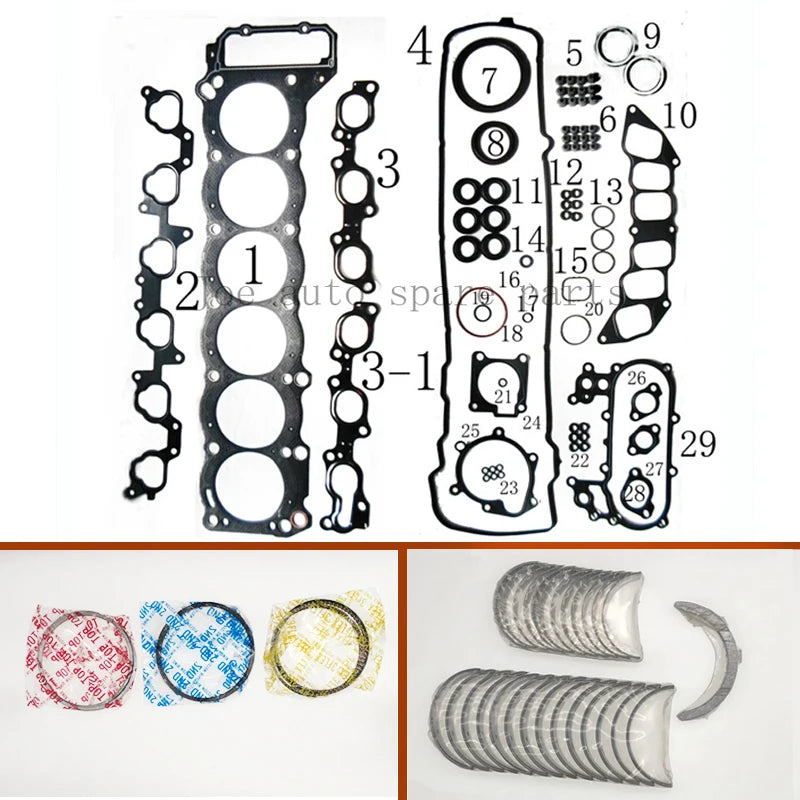 1FZFE 1FZ Engine Full gasket set kit crankshaft connecting rod bearing piston ring for Toyota Land Cruiser 24V 4477cc 4.5L 98-05