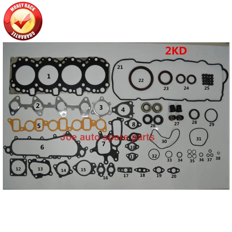 2KD 2KDFTV Engine Full gasket set kit for Toyota Hiace Hilux DYNA 150 Innova Fortuner TD 16V 2494cc 2.5L 2001- 04111-30030