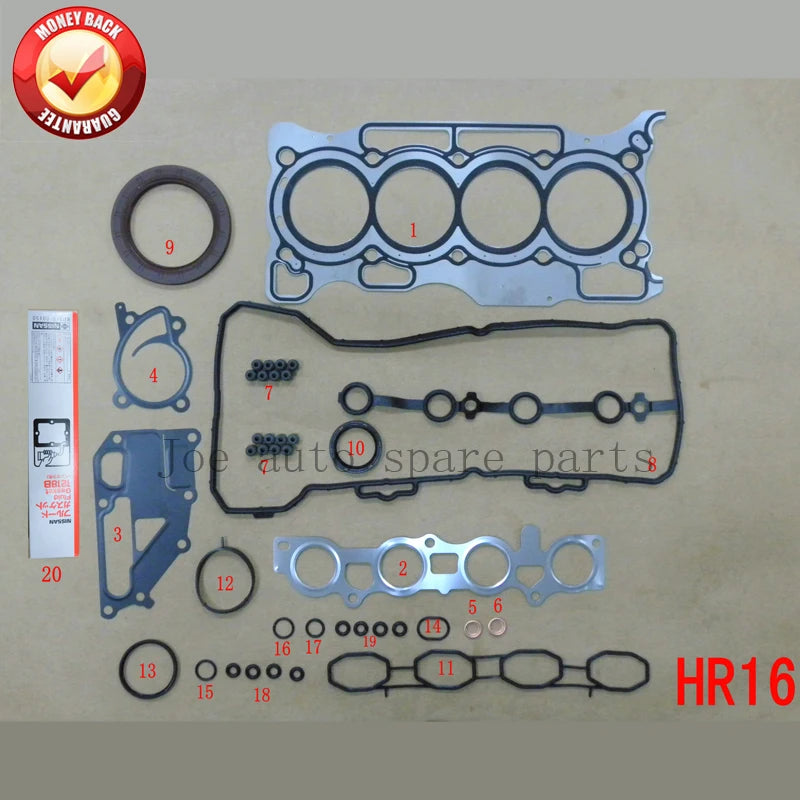 HR16DE Engine Full gasket set kit for Nissan March/Note/Dualis/Tiida/Livina 1.6L 1598cc 2005- 50287300 A0101-EE028 10101-EE027