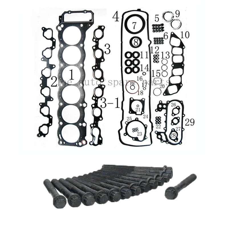 1FZFE 1FZ-FE Engine Full gasket set kit cylinder head bolt nuts screw for Toyota Land Cruiser 24V 4477cc 4.5L 1998-2005