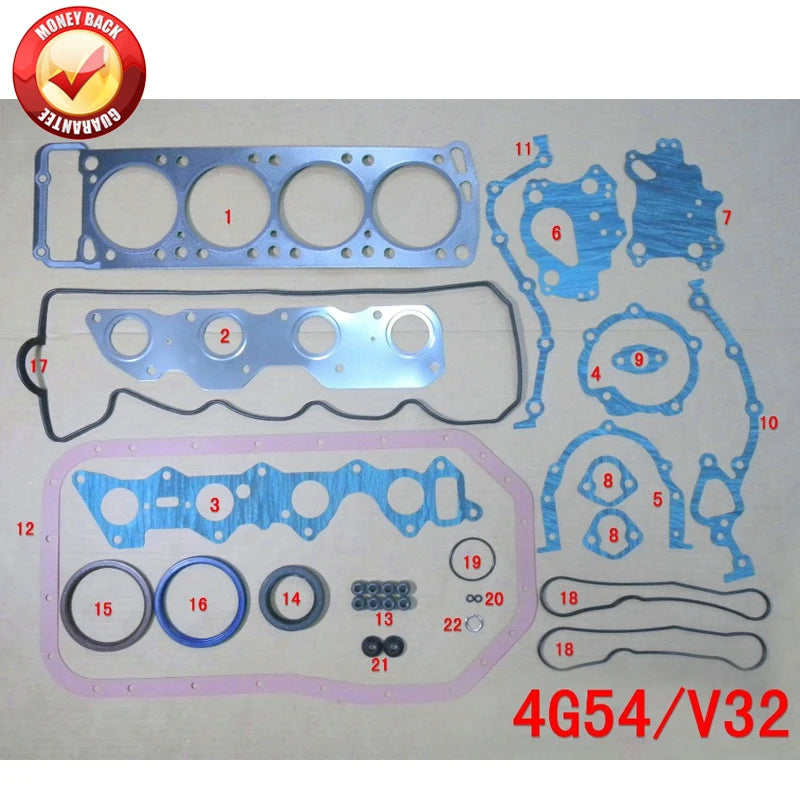 4G54 Full gasket set kit for Mitsubishi PAJERO/L047/V32/MORTERO/PICK-UP/STARBO/TURBO 2555CC 2.6L 8V 83-93 MD997037 50122300