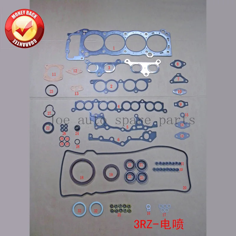 3RZ 3RZFE Engine Full gasket set kit for Toyota HIACE DYNA LAND CRUISER COASTER 4Runner 2.7L 2694CC 1994-2006 50137000 430574P
