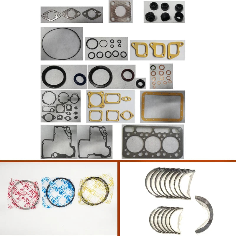 engine complete overhaul full gasket set kit main crankshaft connecting bearing piston ring for Kubota  engine : 3D75 D950