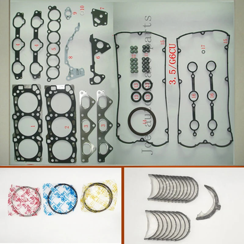 G6CU V6 Engine Full gasket set kit crankshaft connecting rod bearing piston ring for Hyundai Terracan 3.5L KIA Sorento 3.5L