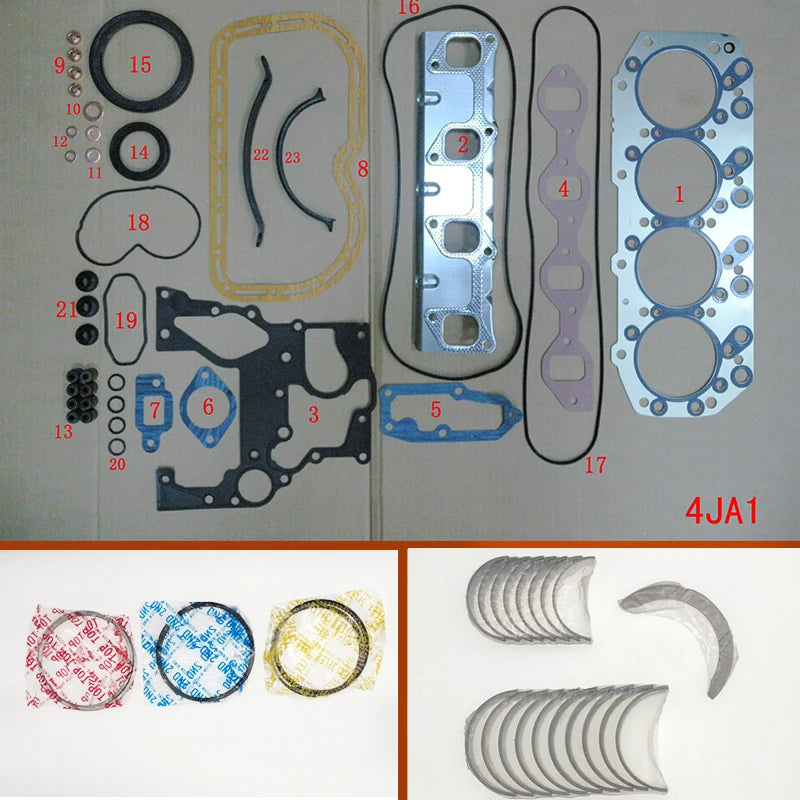 4JA1 complete Full Gasket Set kit crankshaft connecting rod bearing piston ring for ISUZU/Campo/Trooper 2499CC 2.5L 2.5 L