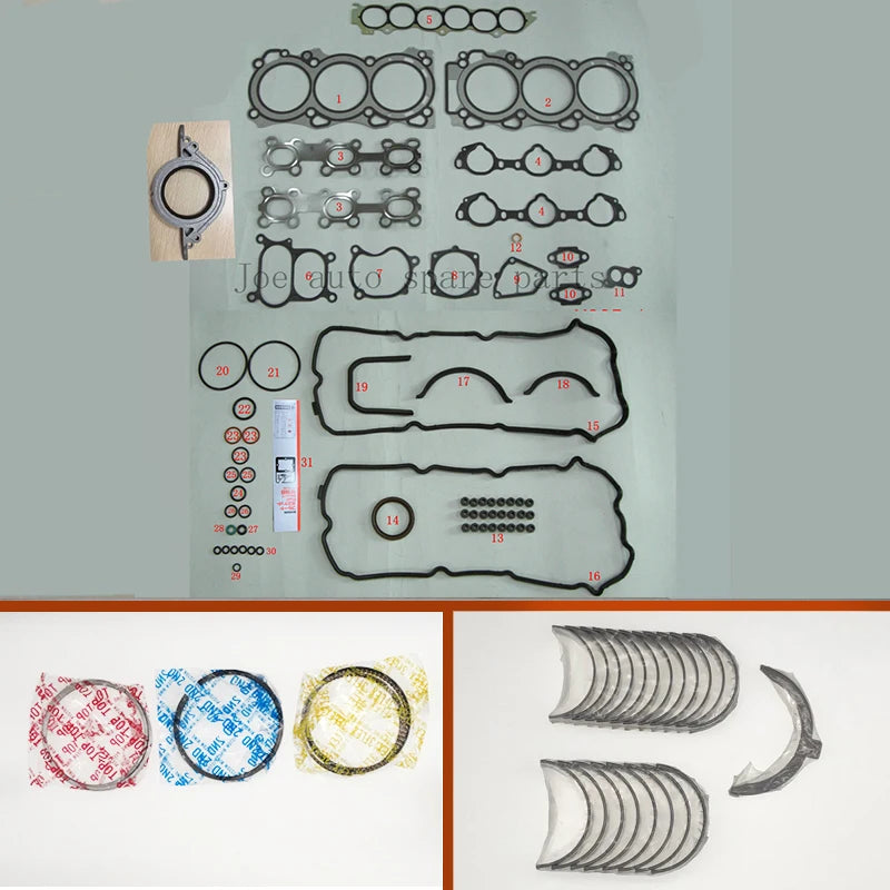 VQ35DE 3.5L 3498cc Engine complete Full gasket set kit piston ring crankshaft connecting rod bearing for Nissan/Renault/Infiniti