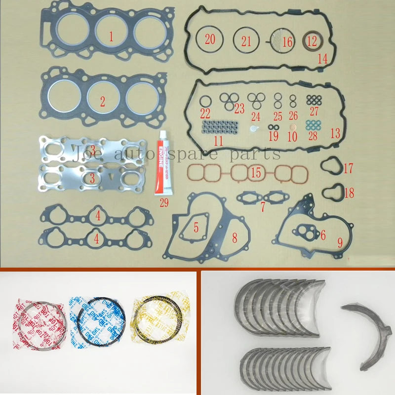 VQ25 VQ25DE  Full gasket set kit crankshaft connecting rod bearing piston ring for Nissan Cefiro/Leopard/Cedric/Fuga 2495cc 2.5L