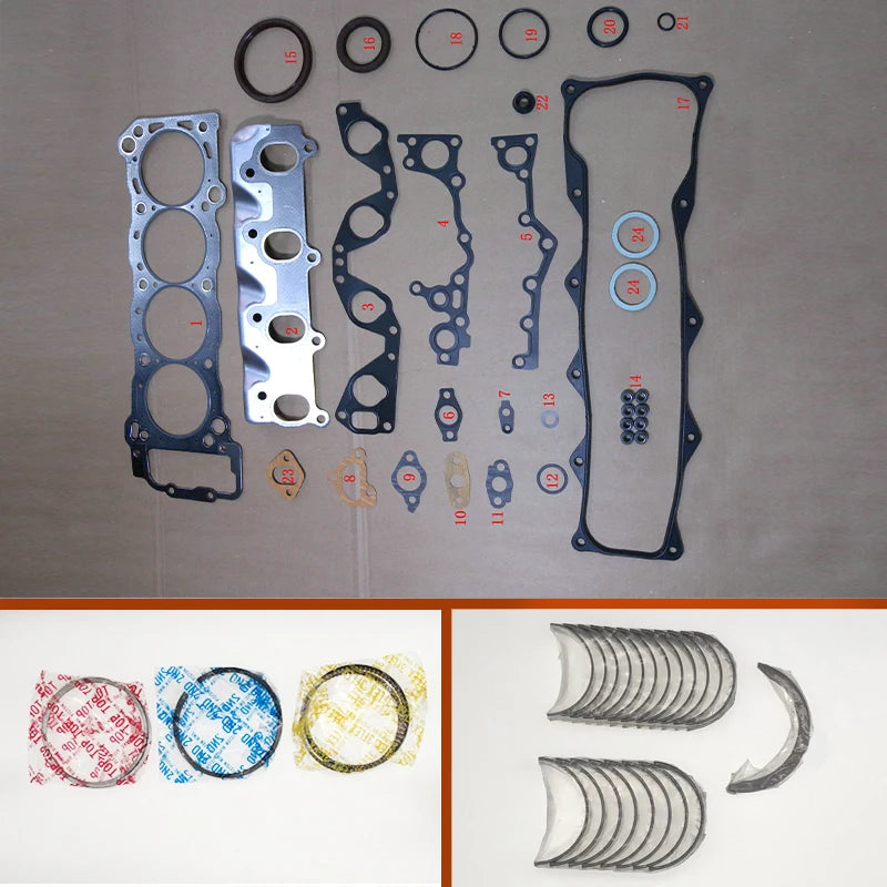 2RZ 2RZE Engine Full gasket set kit crankshaft connecting rod bearing piston ring for Toyota HIACE III Wagon/BOX 2.4L 2438cc