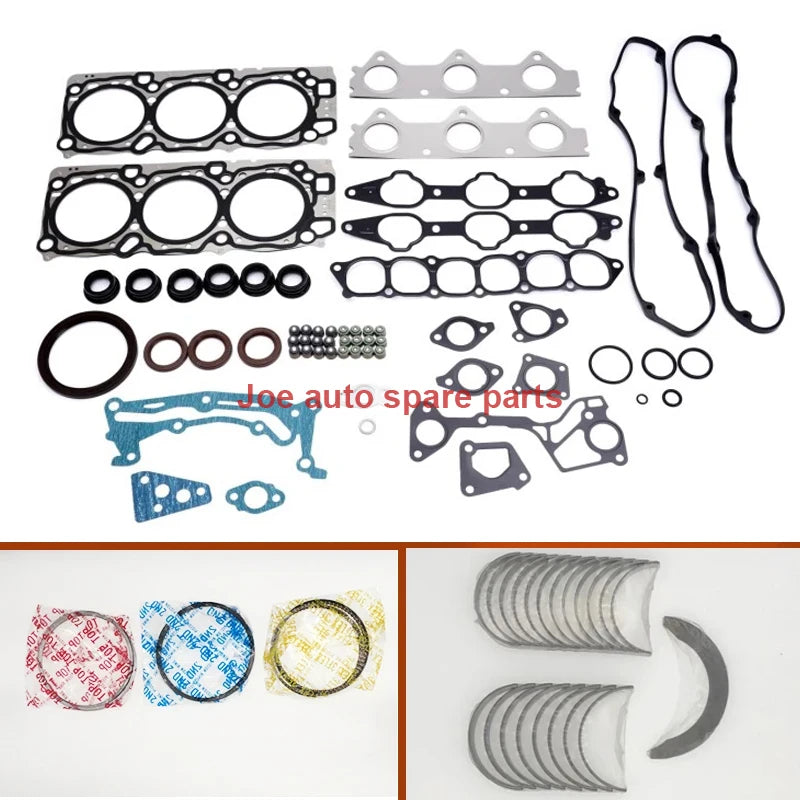 6G72 V73 Full gasket set kit crankshaft connecting rod bearing piston ring for Mitsubishi Pajero Montero V6 3.0L MD977866