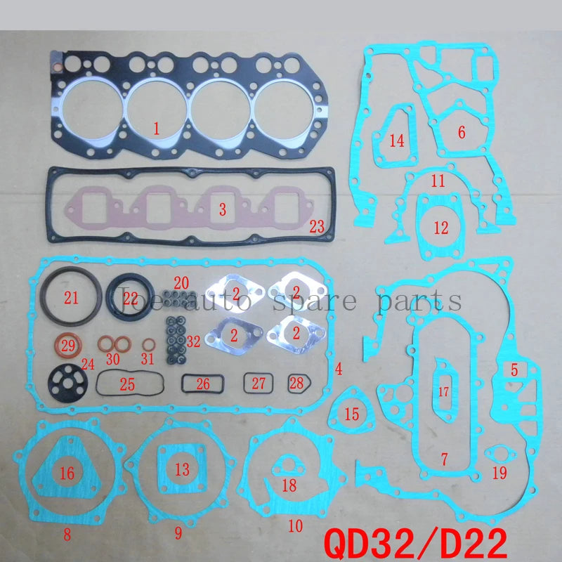 QD32 Engine complete Full gasket set kit for Nissan Navara (D22)/Urvan 3.2D 3.2TD  3153cc 1995-2001 10101-2S625 50222500