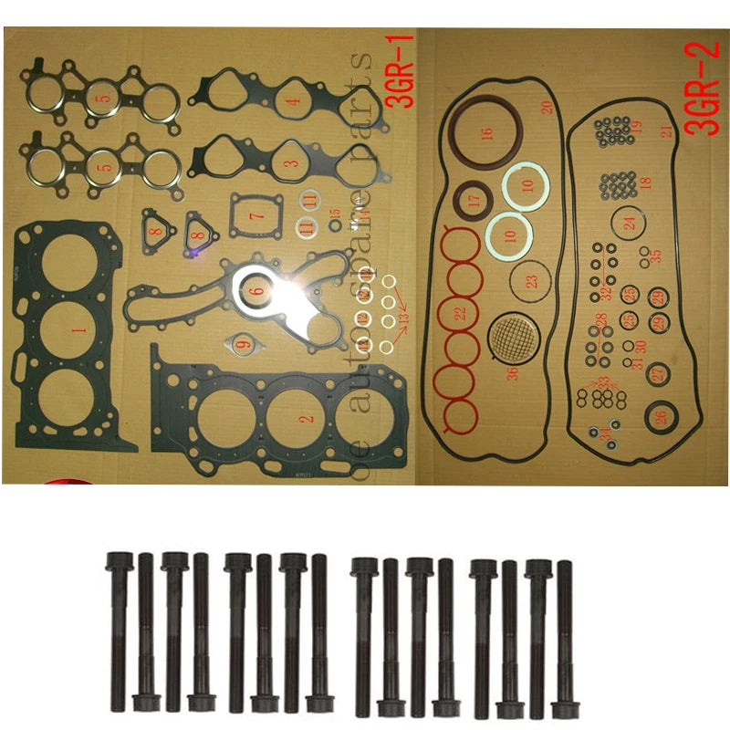 3GR 3GRFE Engine Full gasket set kit cylinder head bolt nuts screw for Toyota Crown/Reiz 2.5L 3.0L Lexus IS/GS  3.0L 04111-0P100