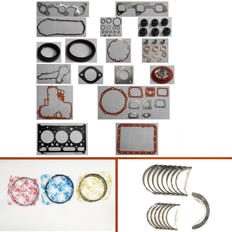 engine complete overhaul full gasket set kit main crankshaft connecting  bearing piston ring for Kubota engine : 3D87  D1403