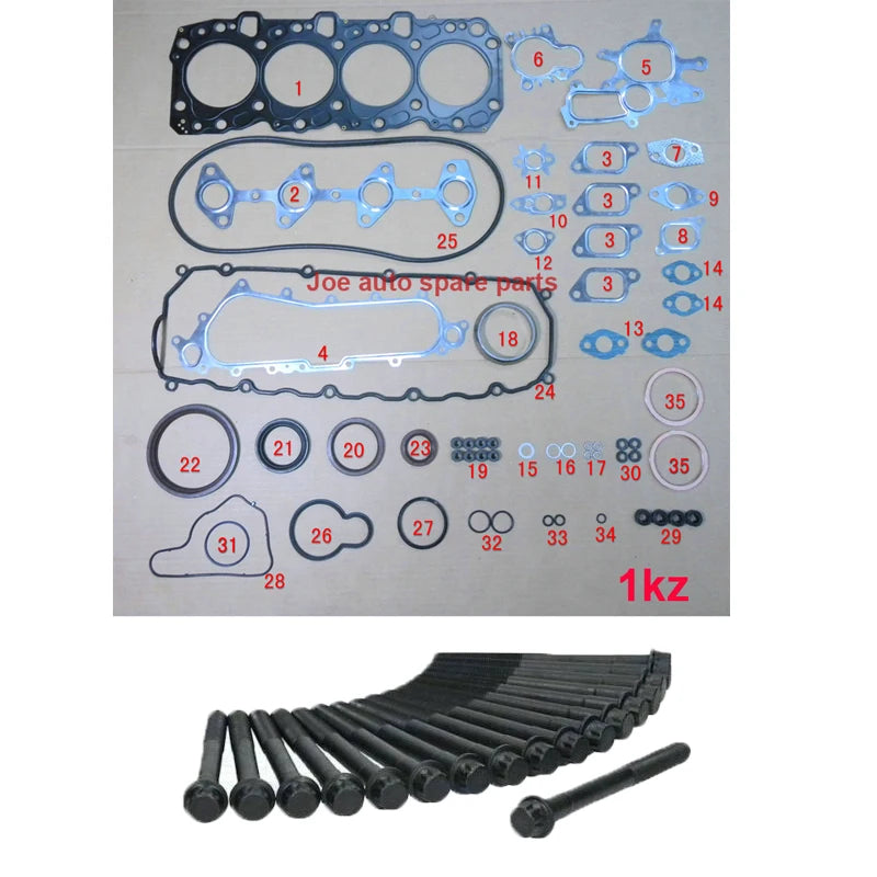 1KZ 1KZT 1KZTE Engine Full gasket set kit cylinder head bolt  for Toyota 4 Runner Land cruiser/90/Prado Hi-lux 2982cc 8v 3.0 TD