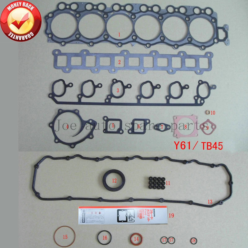 TB45  Engine Full gasket set kit for Nissan Patrol GR/Forklift/Safari/Y61 4478cc 4.5L OHV 12v 10101-VB085