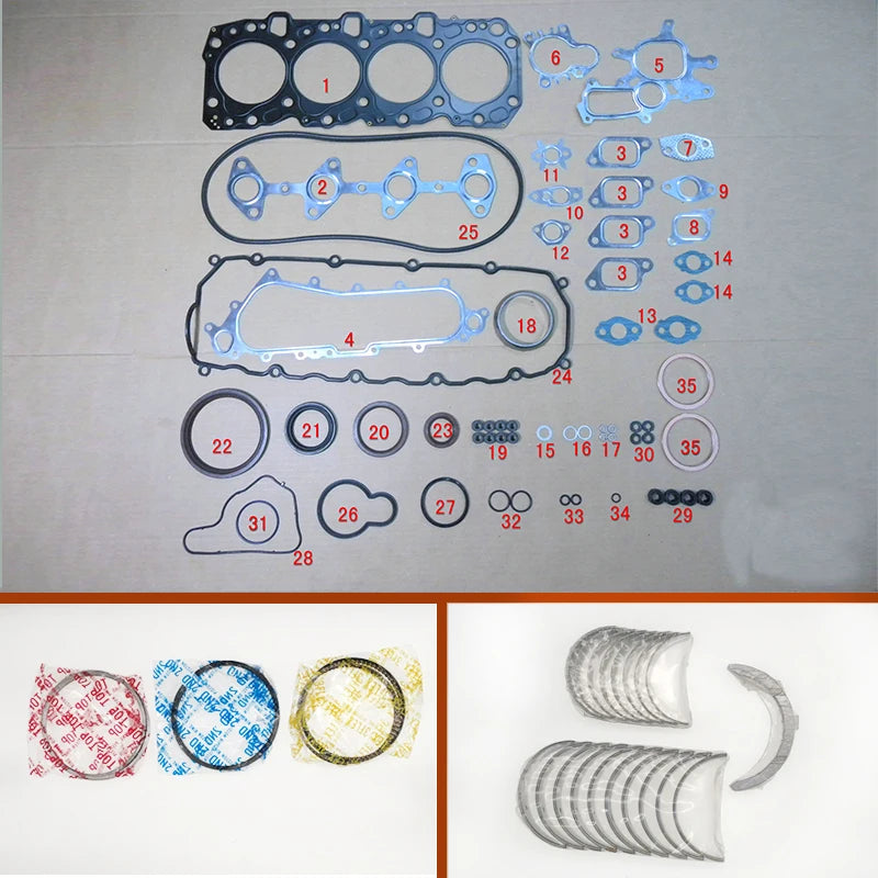 1KZ 1KZT 1KZTE Full gasket set kit piston ring crankshaft connecting rod bearing for Toyota 4Runner Land cruiser/90 Prado 3.0 TD